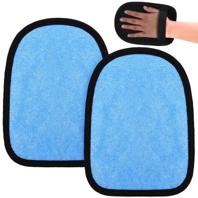 Skylety 2 Pcs Sand Wipe Off Mitts Beach Mitt Wipe Duster Cleaner for Summer Volleyball Sandbox Water Activity Soft Towel Clean Sand from Skin Mitt Pack for Surf Ocean Lakeside Recreation(Blue)