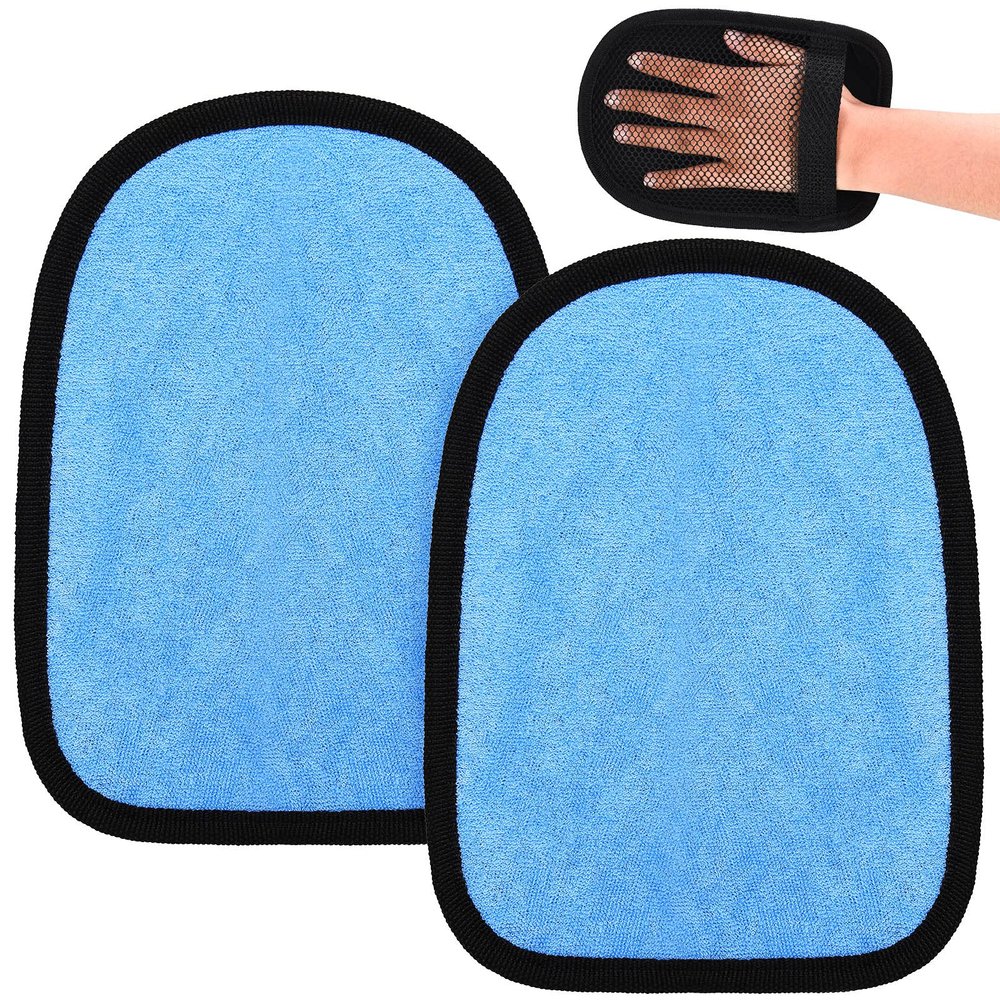 Skylety 2 Pcs Sand Wipe Off Mitts Beach Mitt Wipe Duster Cleaner for Summer Volleyball Sandbox Water Activity Soft Towel Clean Sand from Skin Mitt Pack for Surf Ocean Lakeside Recreation(Blue)