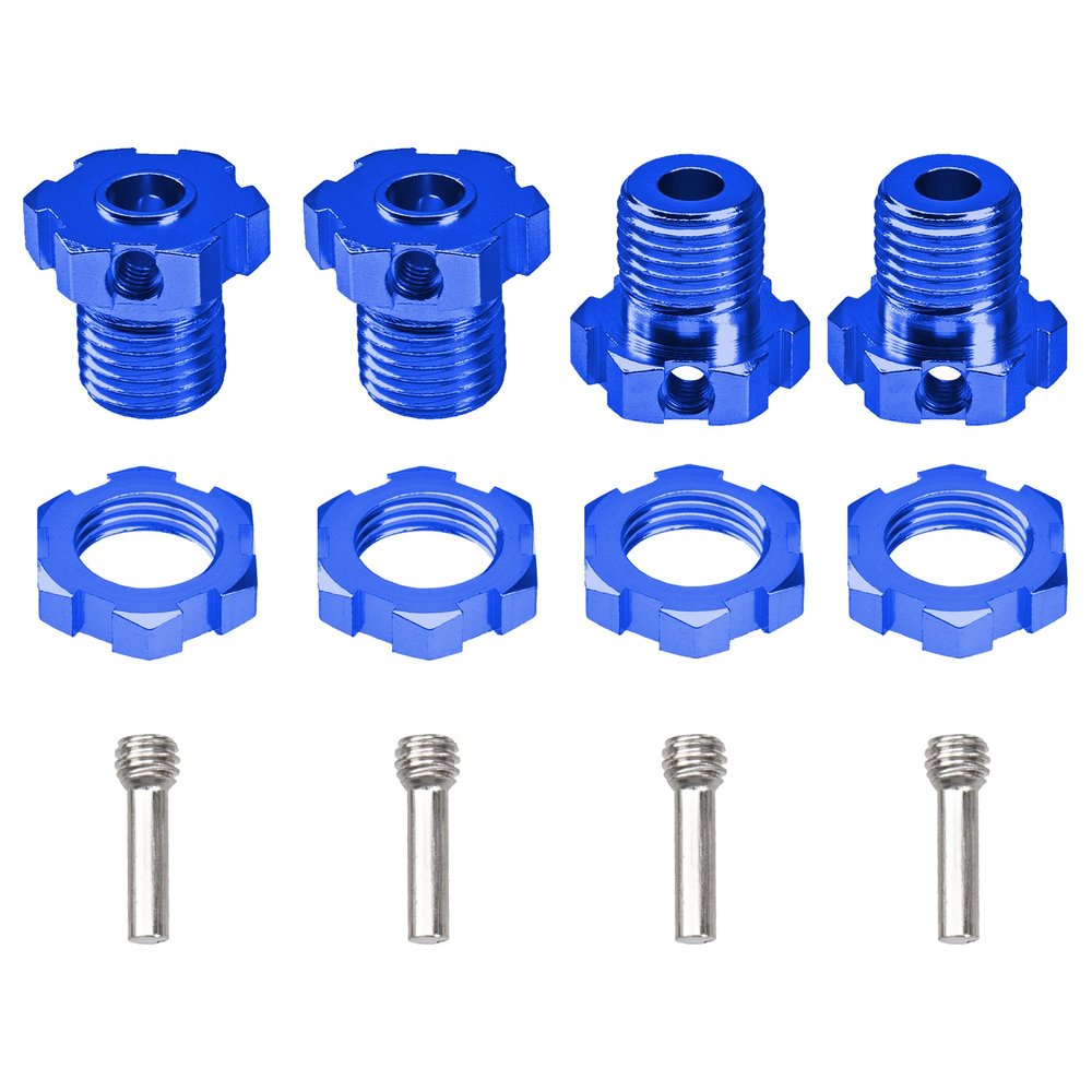 4Pack Vgoohobby Aluminum 17mm Splined Wheel Hex Hub Nut Compatible with Traxxas E-Revo Revo 3.3 E-Maxx Summit Slayer Pro 4X4 1/10 RC Monster Truck (Blue)