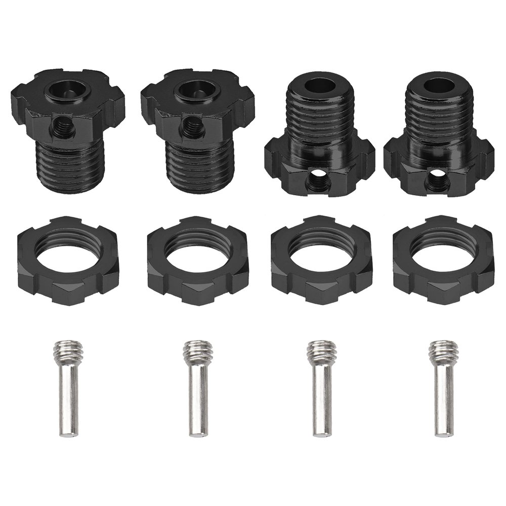 4Pack Vgoohobby Aluminum 17mm Splined Wheel Hex Hub Nut Compatible with Traxxas E-Revo Revo 3.3 E-Maxx Summit Slayer Pro 4X4 1/10 RC Monster Truck (Black)