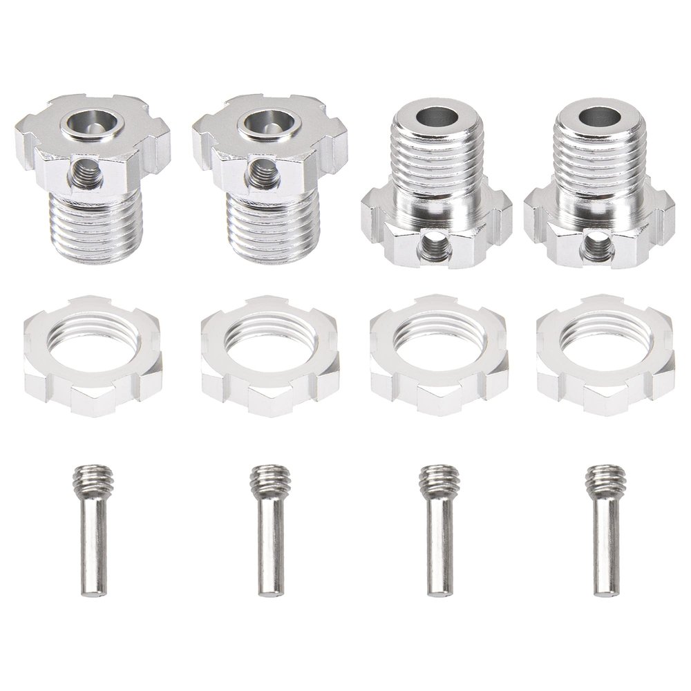 4Pack Vgoohobby Aluminum 17mm Splined Wheel Hex Hub Nut Compatible with Traxxas E-Revo Revo 3.3 E-Maxx Summit Slayer Pro 4X4 1/10 RC Monster Truck (Silver)