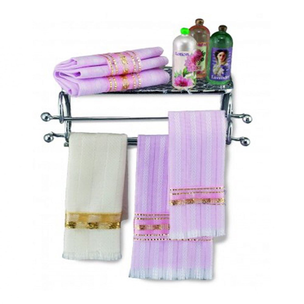 Dollhouse Silver Towel Shelf with Accessories Reutter Bathroom Furniture 1:12
