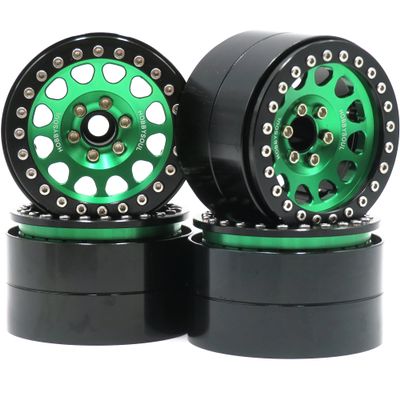 4pcs RC Aluminium Alloy 2.2 beadlock Wheels Rims Hex 12mm Green/Black Color