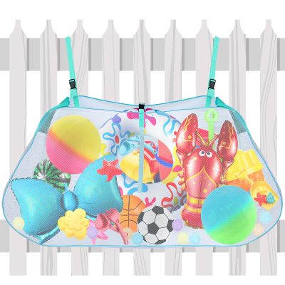 Shappy Pool Storage Bag Toy Storage Swimming Pool Bag Large Hanging Net Pouch Swimming Beach Accessories Mesh Organizer for Inflatables, Poolside Toy, Floats, Football, Basketball Supplies(Blue-green)