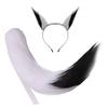 Anime Wolf Fox/Cat 25" Plush Tail + 2 Clip Ears Prop Halloween Cosplay New (White Black) view 1
