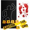 8 Pieces Crime Scene Decorations Including Body Silhouette Caution Barricade Tape Evidence Markers and Bloody Footprint Sticker Evidence Party Decorations for Halloween Home Wall view 1