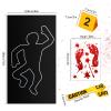 8 Pieces Crime Scene Decorations Including Body Silhouette Caution Barricade Tape Evidence Markers and Bloody Footprint Sticker Evidence Party Decorations for Halloween Home Wall view 2