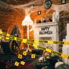 8 Pieces Crime Scene Decorations Including Body Silhouette Caution Barricade Tape Evidence Markers and Bloody Footprint Sticker Evidence Party Decorations for Halloween Home Wall view 3