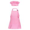 Venjoe Children's Chef Kitchen Costume Apron Hat Outfits Adjustable Cooking Baking Painting Crafting Bib Artist Apron Pink 8-12 Years view 1