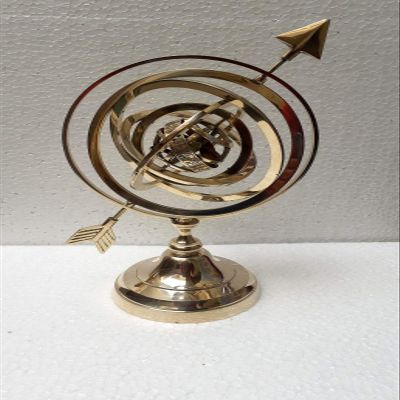 Vimal Nautical 12 Inch Brass Celestial Globe Large Size Armillary Globe Showpiece Handmade Brass Armillary Sphere Map Atlas Nautical Decor, Brass Decor