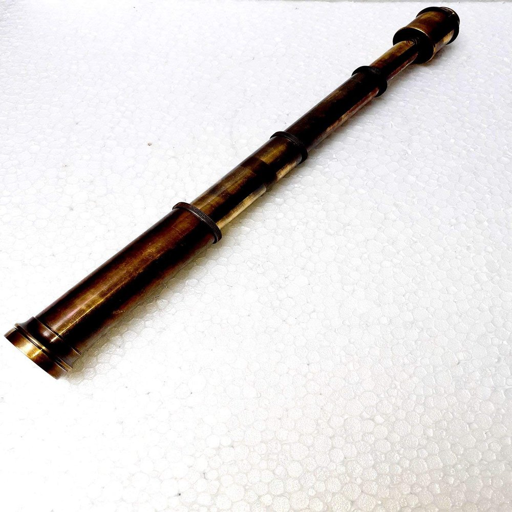 16 Inch Approx. Brass Telescope, Spyglass Collapsible Monocular Decorative Telescope with Glass Optics for Kids with Lid and Finish by Black Antique