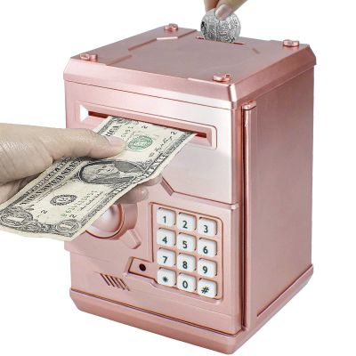 HUSAN Piggy Banks Money Banks for Kids, Electronic Password Code Money Banks ATM Banks Box Coin Bank for Children Boys and Girls (Rose Gold)