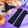 WILLBOND 4 Pcs Halloween Black Witch Hats and Lace Gloves Set, Halloween Costume Accessories, for Dress up Party Supplies view 4