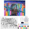11x14 Canvas Painting KIT | Brooklyn Bridge New York | Pre Drawn Stretched Canvas | Retro Artwork | Adult Sip and Paint Party Favor | Therapeutic Painting view 1