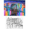 11x14 Canvas Painting KIT | Brooklyn Bridge New York | Pre Drawn Stretched Canvas | Retro Artwork | Adult Sip and Paint Party Favor | Therapeutic Painting view 2