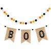 2 Pcs Pre Strung Happy Halloween Banners Rustic Burlap Boo Banners with Felt Ball Pom Pom Garland for Halloween Decorations Indoor Fireplace Mantle Walls Decor view 1