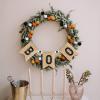 2 Pcs Pre Strung Happy Halloween Banners Rustic Burlap Boo Banners with Felt Ball Pom Pom Garland for Halloween Decorations Indoor Fireplace Mantle Walls Decor view 3