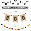 2 Pcs Pre Strung Happy Halloween Banners Rustic Burlap Boo Banners with Felt Ball Pom Pom Garland for Halloween Decorations Indoor Fireplace Mantle Walls Decor view 4