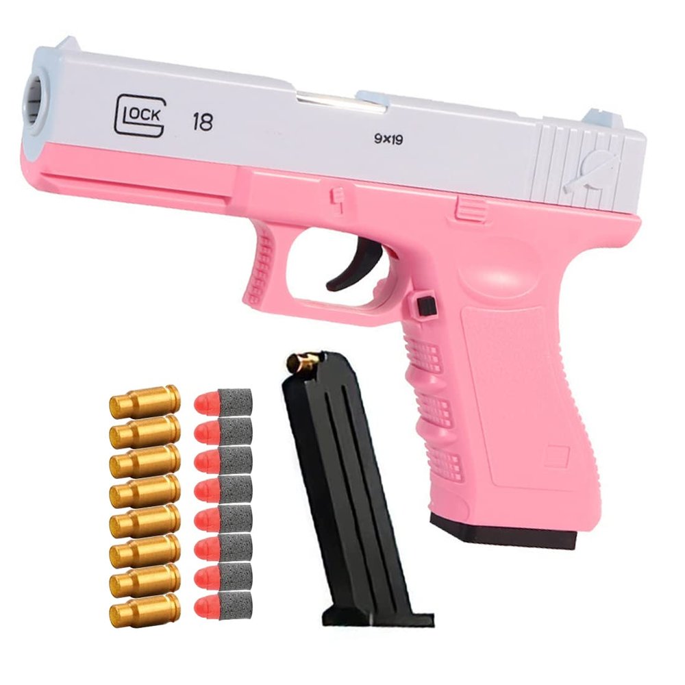 AngelReally Soft Bullets Toy Gun Pistol Toy Gun with Jump Ejectinging Magazine Education Toy Model