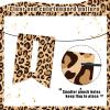 Censen Leopard Print Cheetah Design Happy Birthday Banner Pennant Banner Cheetah Birthday Decorations Leopard Party Decorations Jungle Safari Animal Print Baby Shower Theme Party Supplies view 3