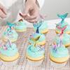 Yookeer 36 Pcs Mermaid Tail Cake Cupcake Toppers Acrylic Mini Mermaid Tail Figures Cake Decorations Glitter for Party Decoration Baby Shower Party Supplies view 3