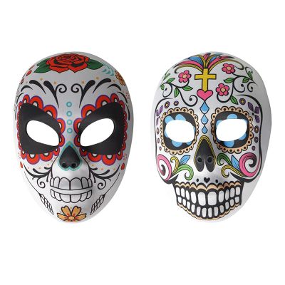 2 Pcs Day of The Dead Sugar Skull Mask Halloween Full Face Mask Women Zombie Skeleton Bone Flower Leaf Masquerade Party Mask for Birthday Festival Holiday Carnival Bar Cosplay Mexican Party Supplies