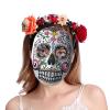 2 Pcs Day of The Dead Sugar Skull Mask Halloween Full Face Mask Women Zombie Skeleton Bone Flower Leaf Masquerade Party Mask for Birthday Festival Holiday Carnival Bar Cosplay Mexican Party Supplies view 3
