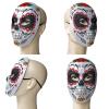 2 Pcs Day of The Dead Sugar Skull Mask Halloween Full Face Mask Women Zombie Skeleton Bone Flower Leaf Masquerade Party Mask for Birthday Festival Holiday Carnival Bar Cosplay Mexican Party Supplies view 4