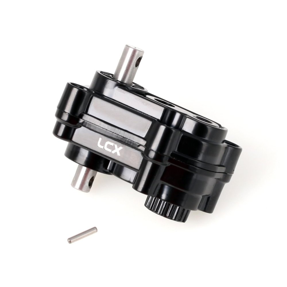 LCX Racing 1/10th RC Crawler Car Aluminum Transmission Transfer for Axial SCX10 II 90046 90047, Upgrades Parts Accessories (Black)
