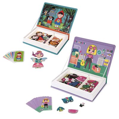 MagnitiBook 2 Pack - Magnetic Girl Costumes Dress Up and Magnetic Fairy Tales Mix and Match - 126 Piece Set - Magnetic Learning Game for Creativity and Motor Skills - STEM Toy for Ages 3+ - J02718 and