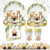 121Pc Woodland Baby Shower Decorations For Boy Or Girl, Birthday Party Supplies, Heavy Duty Sage Green Tablecloth, Paper Plates, Napkins, Straws And Cups, Forest Animal Friends Tableware Set Serves 24 view 1