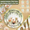 121Pc Woodland Baby Shower Decorations For Boy Or Girl, Birthday Party Supplies, Heavy Duty Sage Green Tablecloth, Paper Plates, Napkins, Straws And Cups, Forest Animal Friends Tableware Set Serves 24 view 2