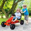 FFlyer Pedal Go Kart for Kids, 4 Wheel Ride On Car, Off Road Racing Style Pedal Car w/2-Position Adjustable Seat, Handbrake & Clutch, EVA Rubber Wheels, Racer Pedal Vehicle for Boys Girls (Red) view 2
