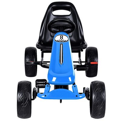 FFlyer Pedal Go Kart for Kids, 4 Wheel Ride On Car, Off Road Racing Style Pedal Car w/2-Position Adjustable Seat, Handbrake & Clutch, EVA Rubber Wheels, Racer Pedal Vehicle for Boys Girls