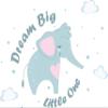 Kids Infants Bedroom Nursery Art Decoration Young Elephant Design Vinyl Wall Decal Sticker - 20" x 28" Dream Big Little One Lettering Art Home Bedroom Living Room Vinyl Wall Decoration view 1