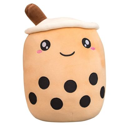 VHYHCY Cute Stuffed Boba Plush Bubble Tea Plushie Pillow Milk Tea Cup Pillow Food Plushie, Soft Kawaii Hugging Plush Toys Gifts for Kids(Brown, 13.7 inch)