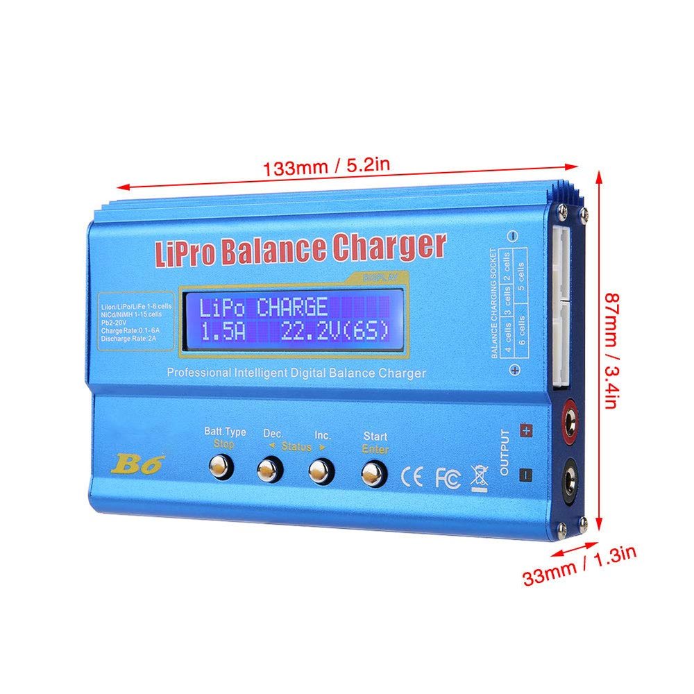 Elprico Balance Charger,B6 80W RC Digital Balance Charger Discharger with LCD for LLiPo NiMH RC Battery(#1, Pisa Leaning Tower Type)