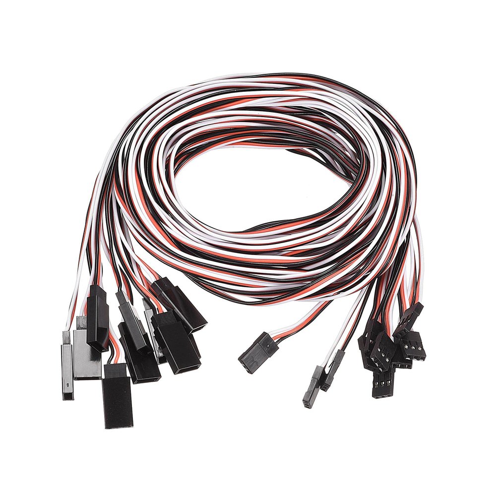 uxcell 10pcs 3-Pin Servo Extension Cable Cord Connector Lead Wire Male to Female 22AWG 30-Cores Servo Receiver Wire