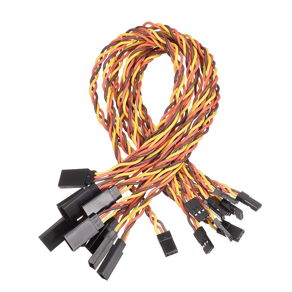 uxcell 10pcs 3-Pin Servo Extension Cable Cord Connectors Lead Wire Male to Female 22AWG 60-Cores Servo Receiver Wire