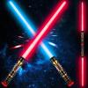 2 Pack Light up Sword Saber with FX Sounds (Motion-Sensitive) and Retractable Handle, 2-in-1 Dual Saber 3 Colors Led Glow in the Dark Dueling Sword for Kid Adult, Galaxy War Party, Halloween Cosplay view 1