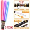 2 Pack Light up Sword Saber with FX Sounds (Motion-Sensitive) and Retractable Handle, 2-in-1 Dual Saber 3 Colors Led Glow in the Dark Dueling Sword for Kid Adult, Galaxy War Party, Halloween Cosplay view 2