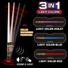 2 Pack Light up Sword Saber with FX Sounds (Motion-Sensitive) and Retractable Handle, 2-in-1 Dual Saber 3 Colors Led Glow in the Dark Dueling Sword for Kid Adult, Galaxy War Party, Halloween Cosplay view 3