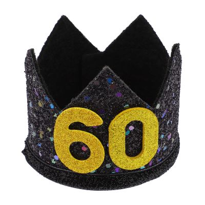 BESTOYARD 60th Birthday Crown Hats 60th Birthday Hats Glitter Birthday Party Headband Party Hats Birthday Party Decoration Photo Props for Adults Mens Forty Birthday Party