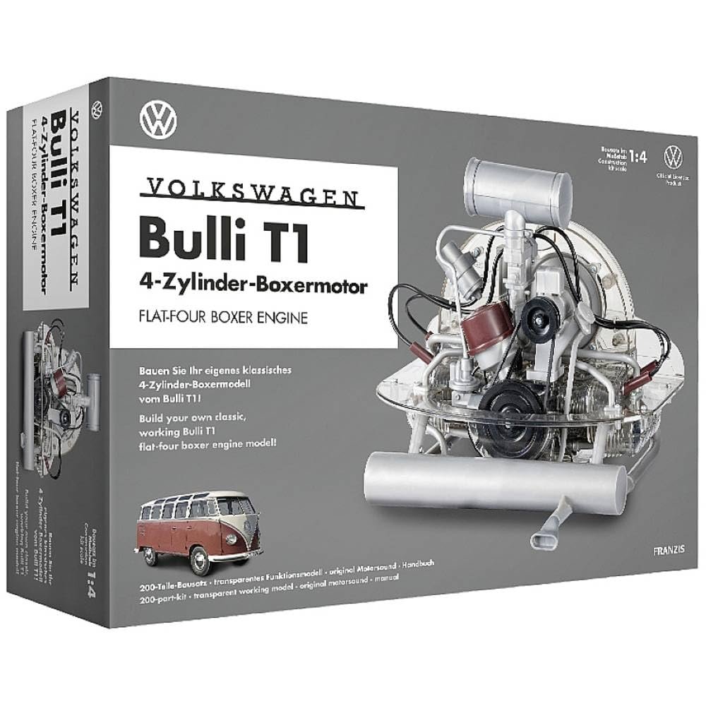 Franzis VW Bus Bulli T1 Flat-Four Boxer Engine Model Kit with Official Collector's Handbook