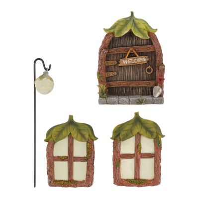 Cabilock 1set Resin Window Door Models Miniature Adornments for Garden Scene Decor Craft Vivid Design for Toys Mini House Decoration