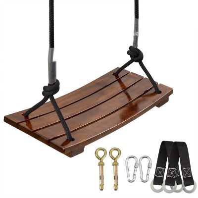 Pellor Wood Tree Swing Seat,Indoor Outdoor Rope Wooden Swing Set for Children Adult Kids (Chocolate)