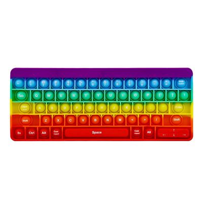 Push Toy Pop Bubble Fidget Sensory Toys Push It Pop Fidget Toys Rainbow Keyboard Shape, Pop Silicone Popper Toy Anxiety Stress Reliever Relief Autism Learning Materials Game Gift for Kids (Rainbow)