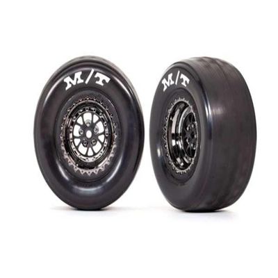 Traxxas 9475X Tires & Wheels, Assembled, glued (Weld Black Chrome Wheels, Tires, Foam Inserts) (Rear) (2)