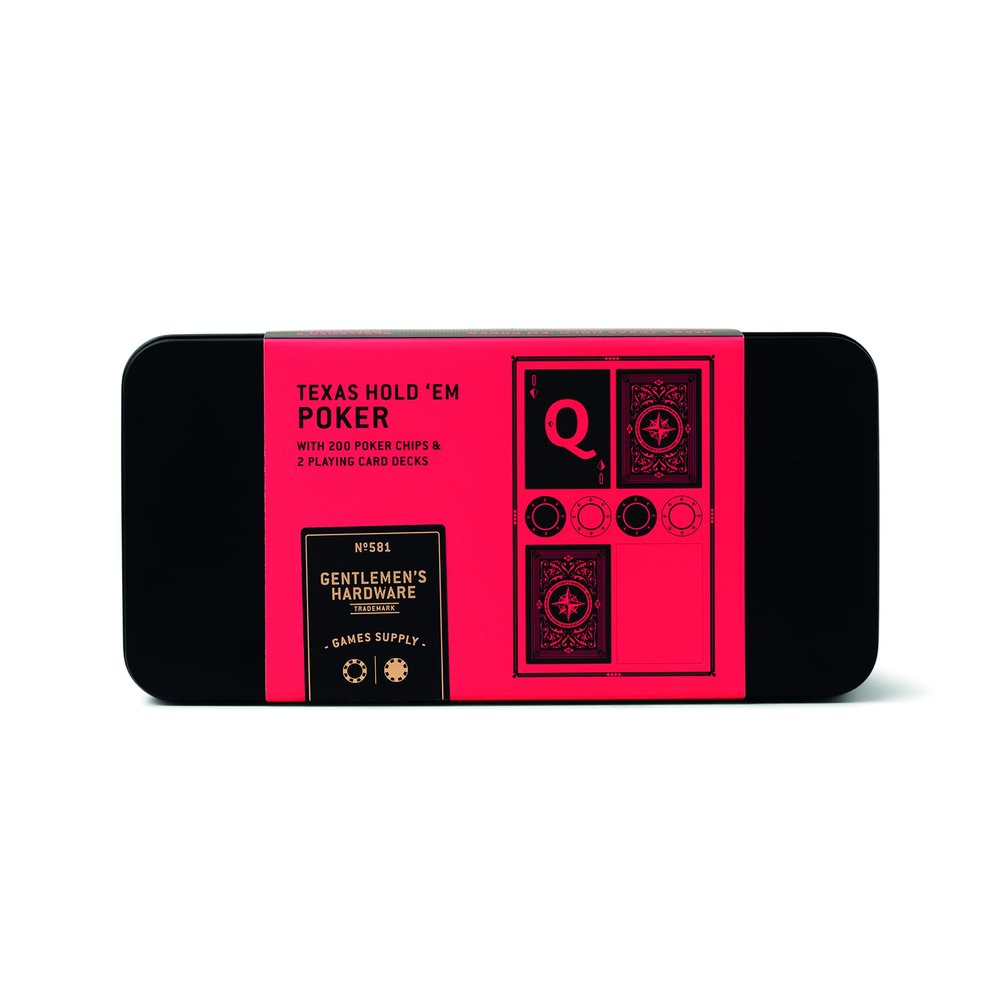 Gentlemen's Hardware Texas Hold 'Em Poker Game in a Tin Gift, Multicolored