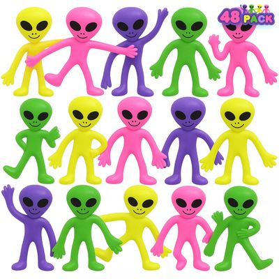 ArtCreativity Bendable Alien Toys, (Set of 48) Mini alien figures Bendy Toy for Kids, Alien Party Favors, Birthday Party Favor Goodie Bag Stuffers, Piata Fillers, Stress Relief Fidget Toys for Kids